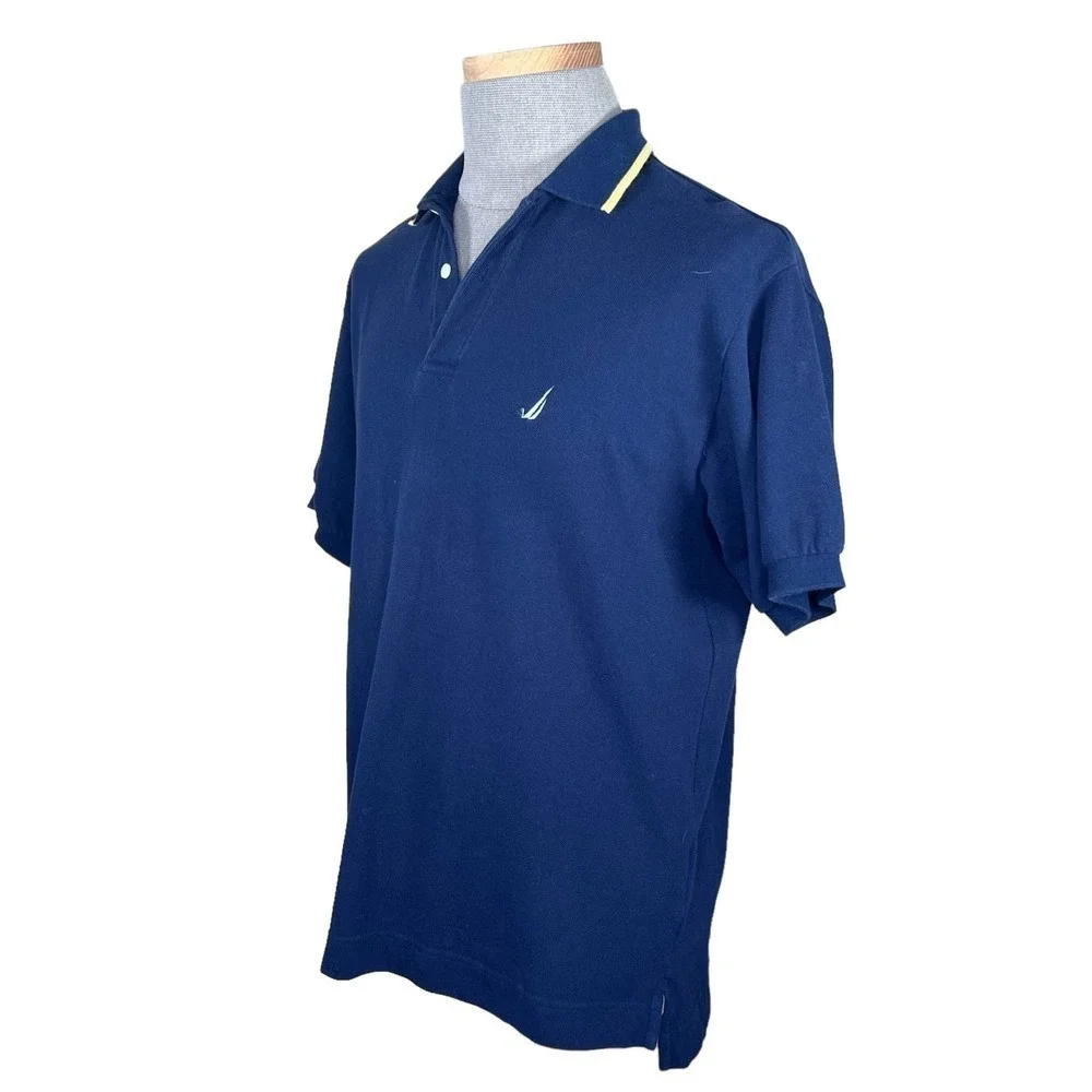 Nautica Men’s Navy & Gold Polo with Sailboat Print on the Back Size Medi… - Picture 10 of 10